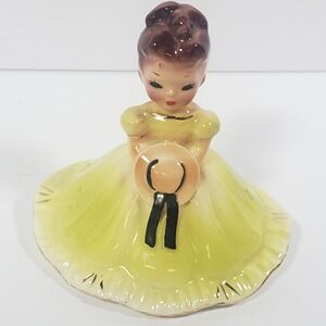 Vintage Josef Originals Southern Belle Figure Bell Yellow Dress 3 1/8"